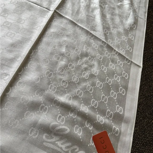 Gucci Cream Jacquard GG Silk Blend Scarf