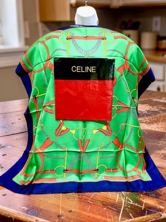 New W/  Box Celine  Paris 100% Silk scarf  34