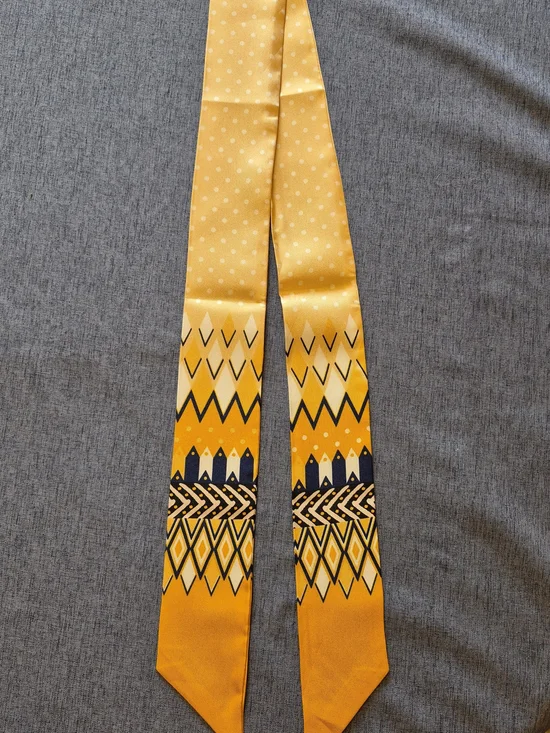 Yellow Geometric Printed Silk Scarf