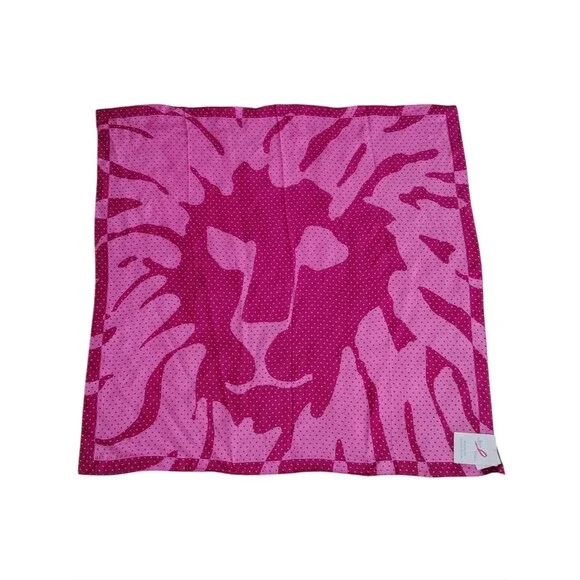 NWT Anne Klein 100% Silk Polka Dot Lion Scarf Breast Cancer Awareness