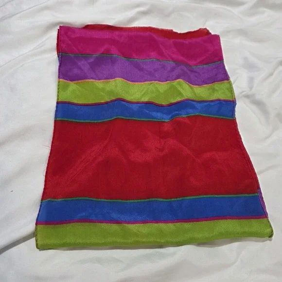 Vintage Liz Claiborne‎ Silk Scarf Colorblock 90S Retro Bold Luxury