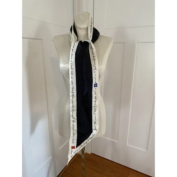 foundrae 100% Silk  Double-Sided Scarf Black White Letters 77