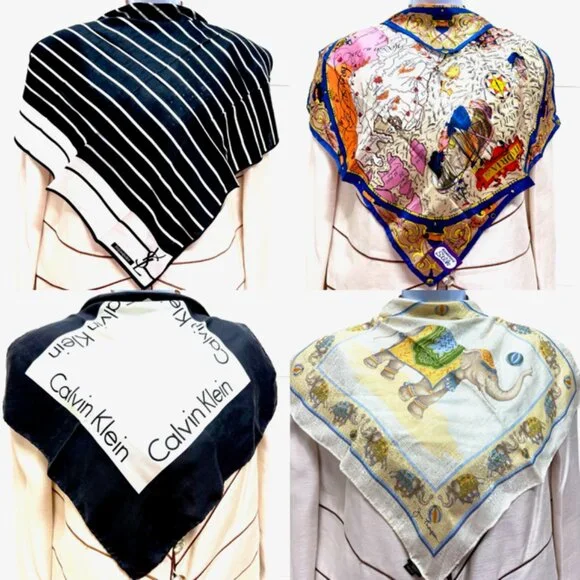 BUNDLE 4: YSL-JIM THOMPSON-CALVIN K-KAWAURA Scarf/Handker Cotton/Silk 23