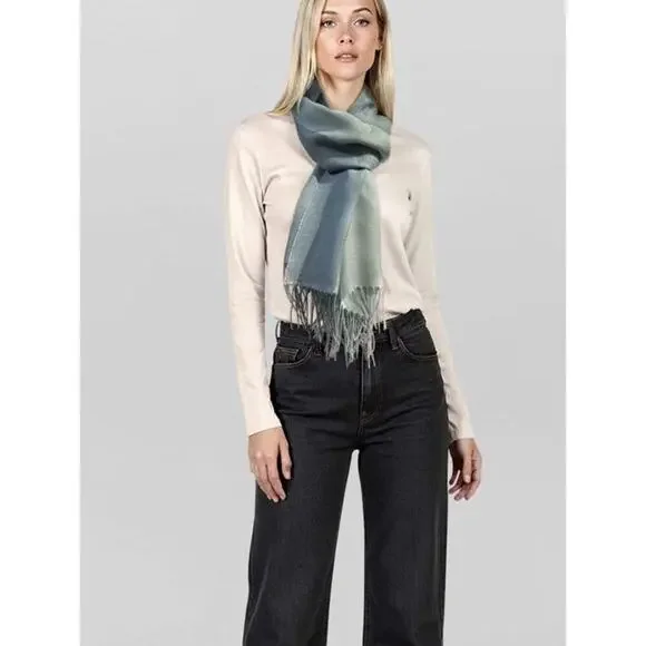 Alicia Adams Alpaca Silk Scarf Chambray/denim Derby Wrap NWT $325