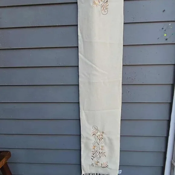 Portolano Cream Cashmere with Gold Embroidery Scarf Stole