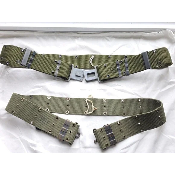 Lot of 2 U.S. Military Web Belts LC-2 ALICE & Vietnam Era Style OD Green Large
