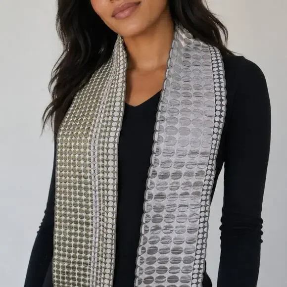 Margo Selby Etch Scarf Silk Monochromatic Art to Wear Black Gray
