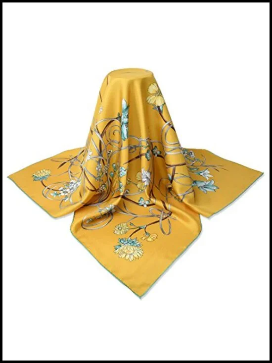 Real Silk Square Scarf Lightweight Women Bandana Headscarf