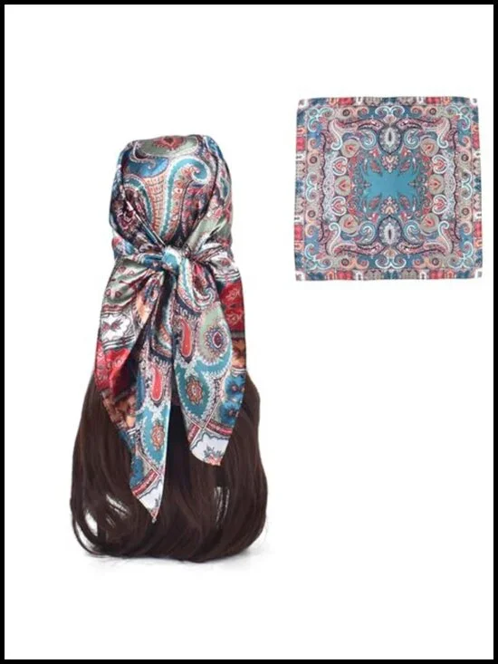 35x35 Silk Feel Square Scarf - Unisex Pocket Square, Neck Scarf, Head Scarf