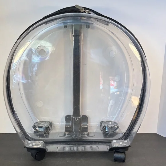 Clear Hard Shell Rolling Pet Carrier 15” Cat Dog Travel Bubble Luggage