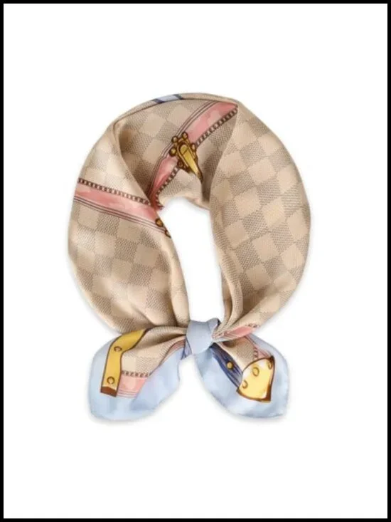 Silk-Like Square Scarf 27.5x27.5 Inches Classic Pattern Bandana for Hair Head