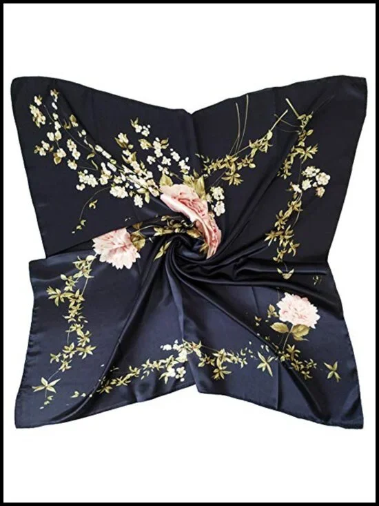 Silk Like Satin Head Scarf 35x35 Square Fashion Hair Protection Versatile