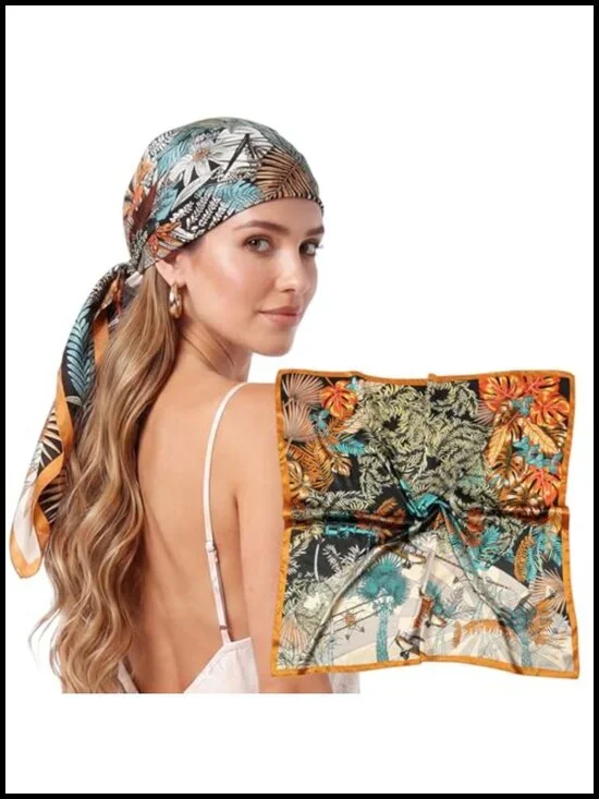 Silky Satin Square Scarf for Hair Wrapping, Sleeping, 35 Inch