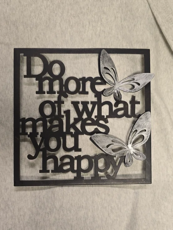 Do More of What Makes You Happy Wall Decor - Black with Silver Butterflies