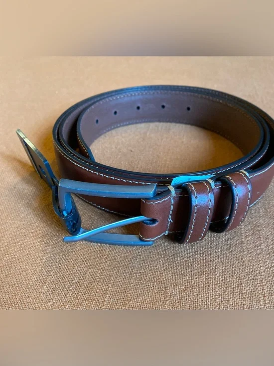 Eddie Bauer Men’s Classic Leather Cognac Featheredge Belt NWT Size 50