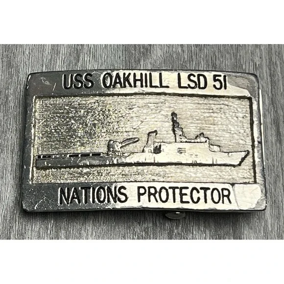 USS Oakhill LSD 51 Nations Protector Belt Buckle Texoma USA