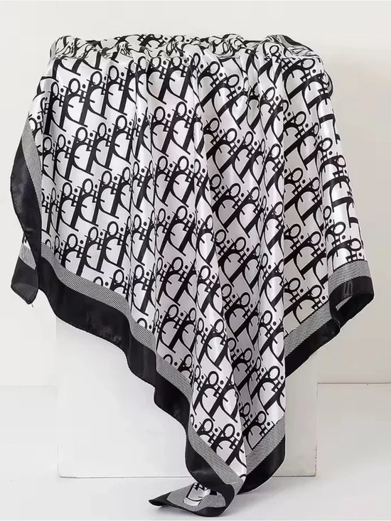 & Other Stories Black and White Logo Silk-Feel Scarf