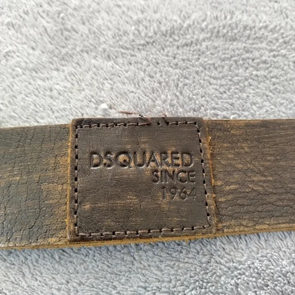 DSQUARED Classic Brown Leather Buckle Accent Details Belt Sz 34