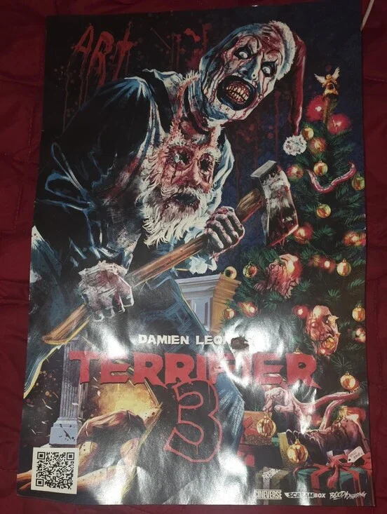 Original Terrifier 3 Movie Poster featuring Damien Leon