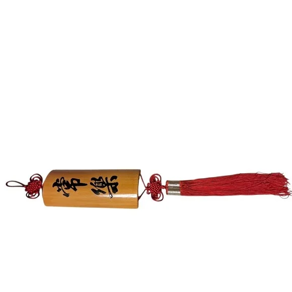 Chinese Bamboo & Red Rope Calligraphy‎ Hanging Wall Art