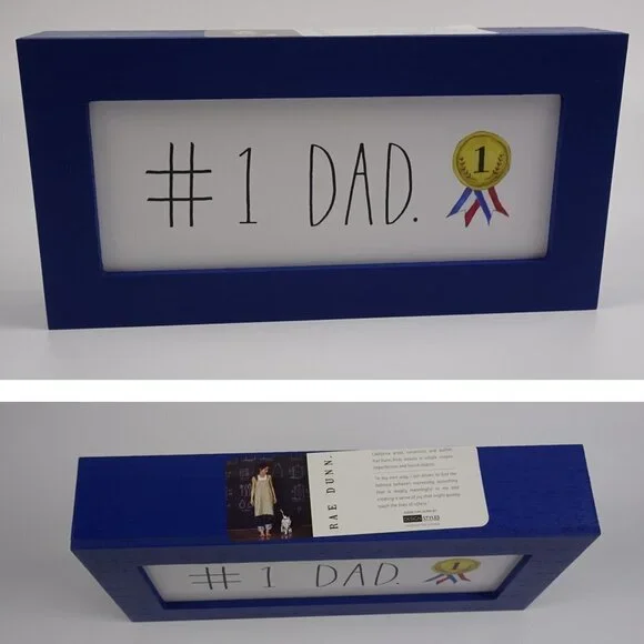 New Rae Dunn #1 Dad Award Wooden Art Sign Decor Father's Day Papa Gift