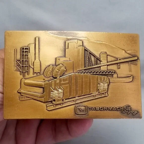 Vintage Belt Buckle Tabor Machine Company Bronze Color‎ Heavy