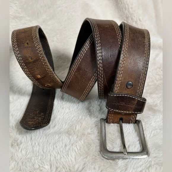 Carhartt Vintage Brown Leather Detroit Belt Well Worn In 51