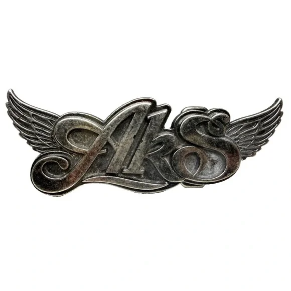 Vintage AKS Initial Winged Belt Buckle Silver Tone Biker Style 1.5