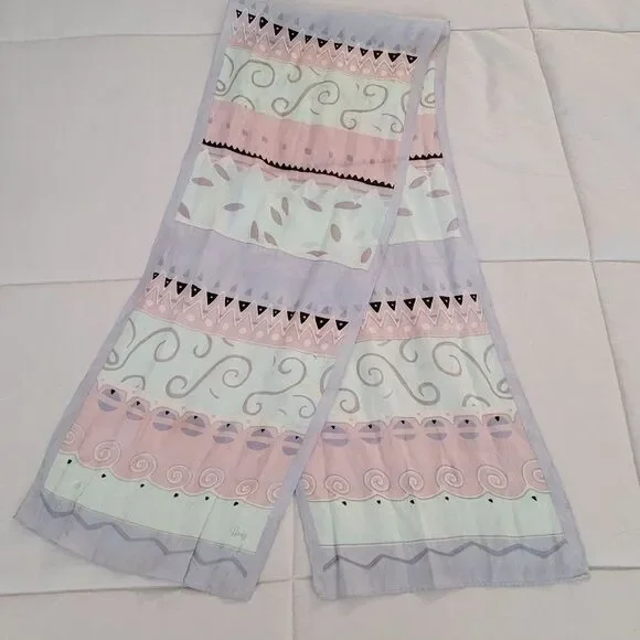 Vintage Silk Scarf Pastel Colors