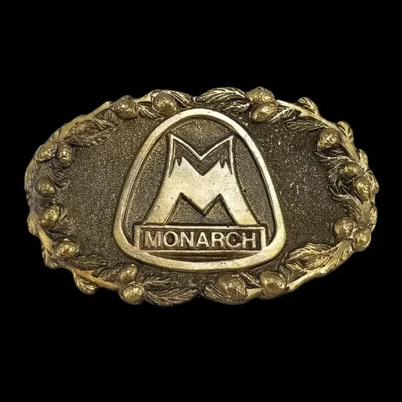 Vintage 1978 Monarch Belt Buckle Adezy Denver Solid Brass Mountain Logo USA Made