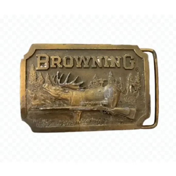 Vintage 1977 Indiana Metal Craft Browning Deer Elk Buck Hunting Belt‎ Buckle