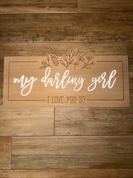 Wooden 'My Darling Girl' Wall Sign - Neutral Tones