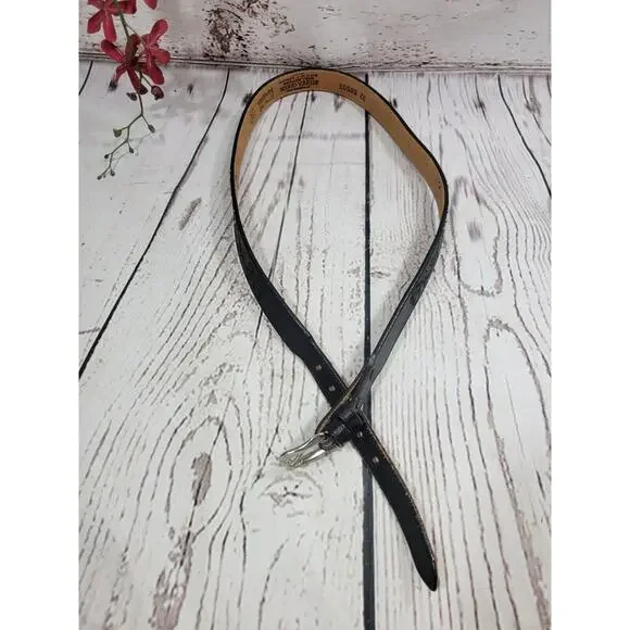 Silver Creek‎ Western Black Genuine Leather Studded Casual Belt Men's Size 32