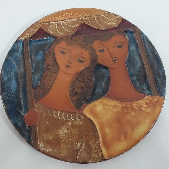 Moshe Sarad Ceramic Relief Wall Plaque  6.75