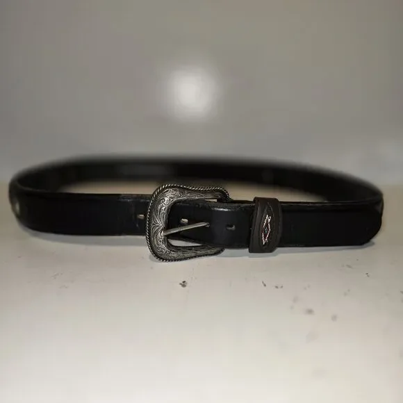 Wrangler Hand Crafted Mexican Black Leather Embroidered Belt size 42