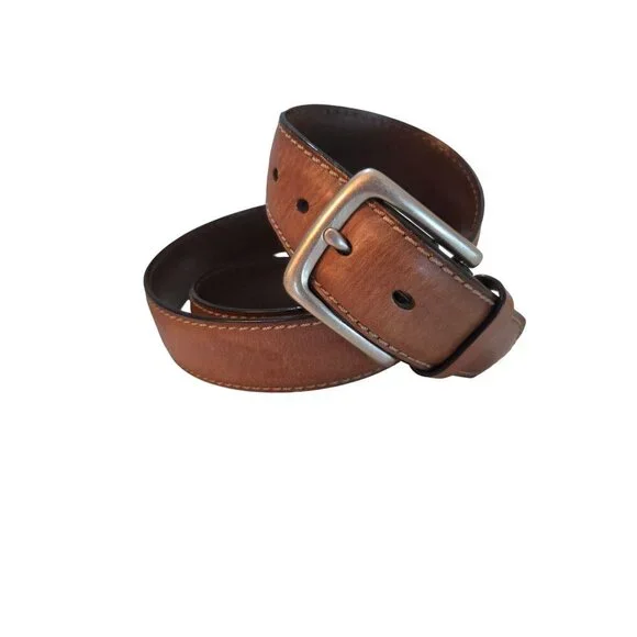 Fossil Mens Aiden Belt Sz 44‎ Deep  Brown Genuine Leather Antique Nickle Buckle