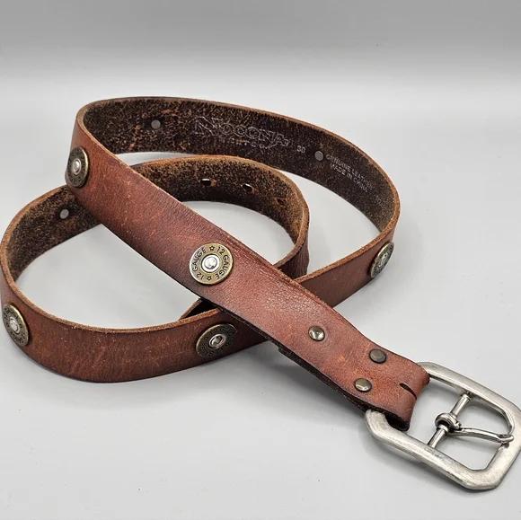 Nocona‎ Genuine Leather 12 Gauge Belt Mens Belt Brown Sz 38 Worn Wear Thrashed