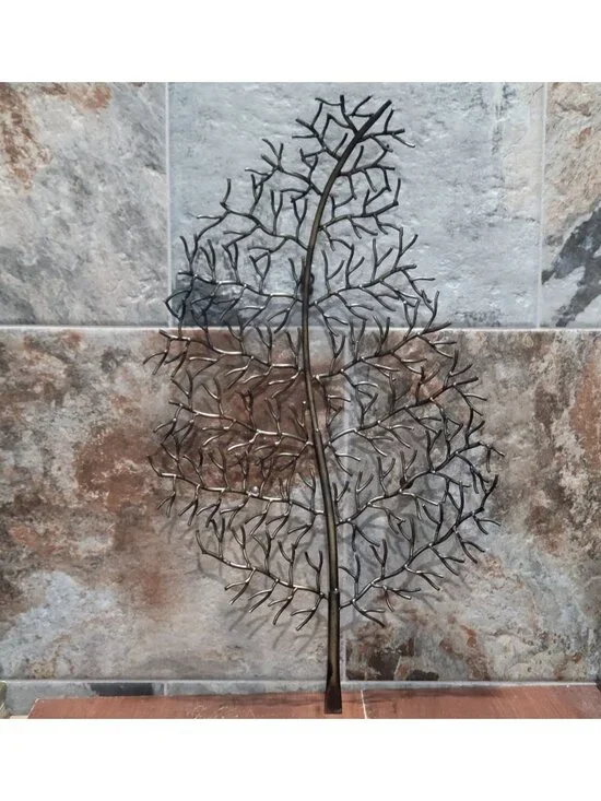Large Metal Leaf Wall Art Branch Sculpture Modern Antique Bronze Charcoal 3D