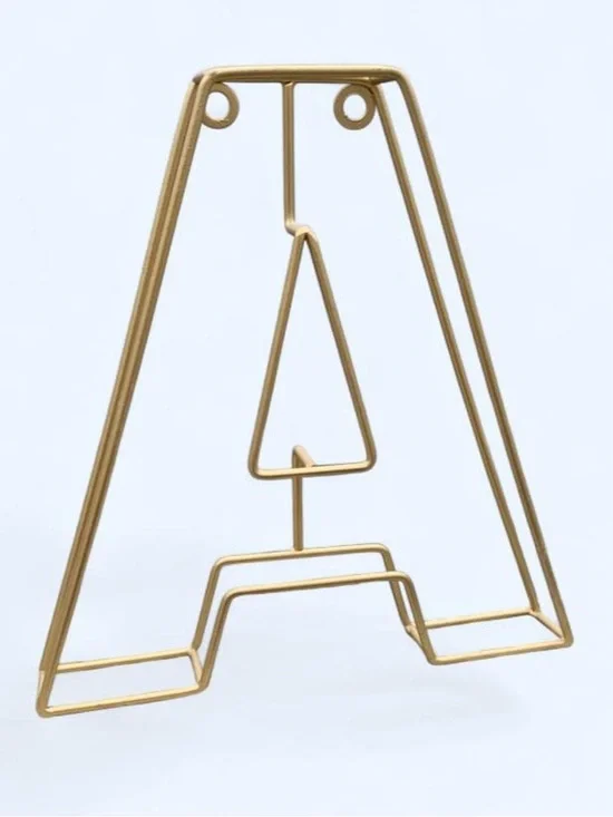 Gold Wire Letter A Wall Accent 10in x 7in