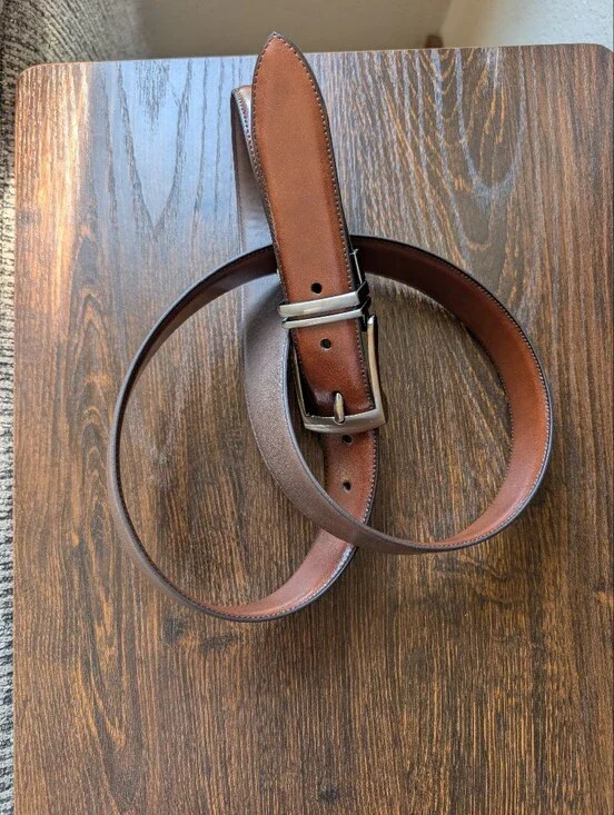 Boconi Reversible Cognac and Brown Leather Dress Belt