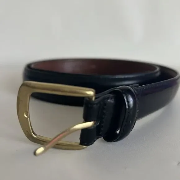 Jos A Bank Mens Dress Belt Black Leather Gold Buckle Pre-Owned Classic From S 40