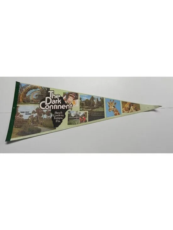 Vintage 1980s The Dark Continent Busch Gardens Tampa Florida Full Size Pennant