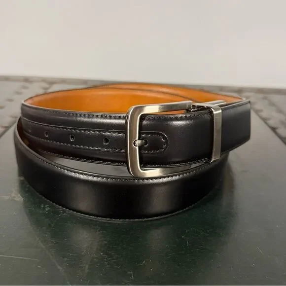 Reversible Dress Belt Black Brown Leather Men's Size 46-48