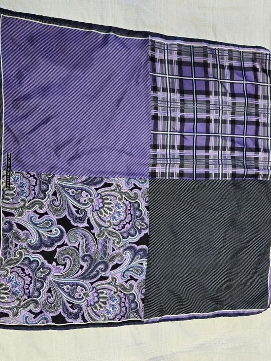 Silk Purple Patchwork Paisley Scarf