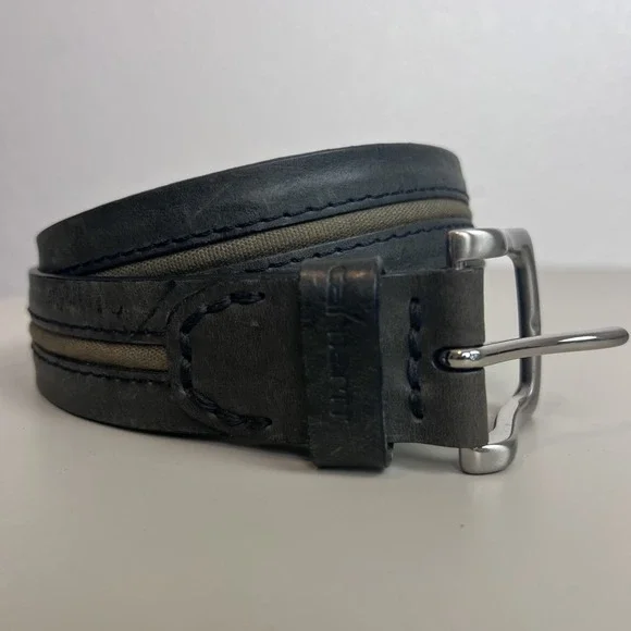 Carhartt Leather Belt Mens 38 Gray/Black Utility Workwear Rugged Carpenter