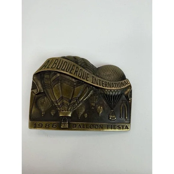 Official 1986 Albuquerque International Balloon Fiesta Bronze Belt Buckle
