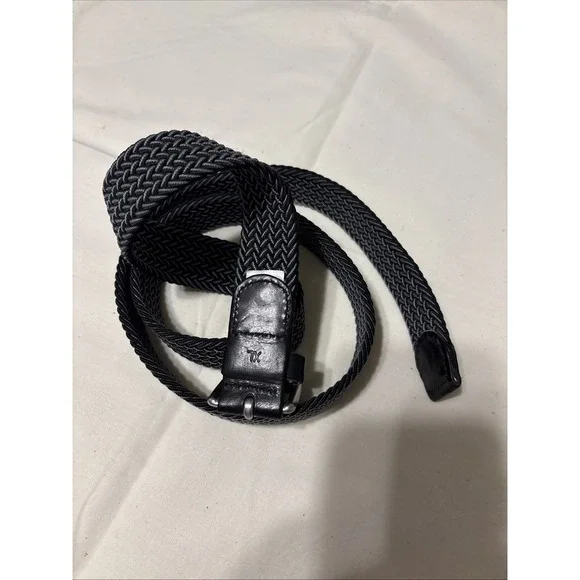 Black Men's 2XL stretch braided leather accent dress belt