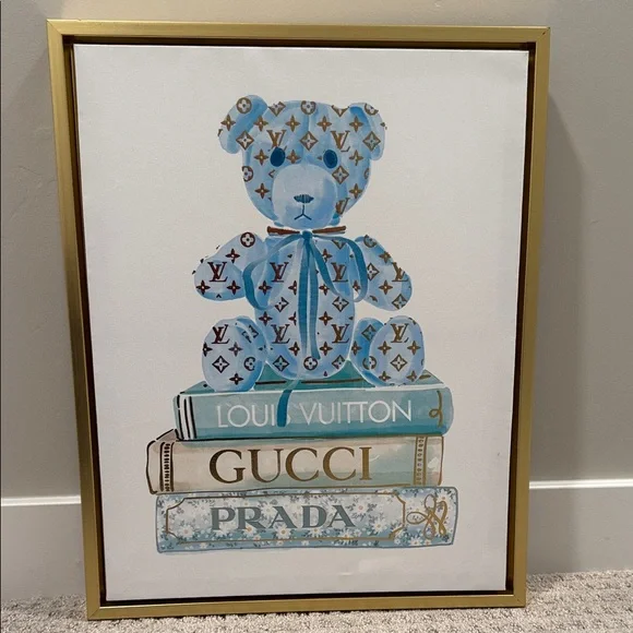 💋Designer Bear Art Print with Gold‎ Frame