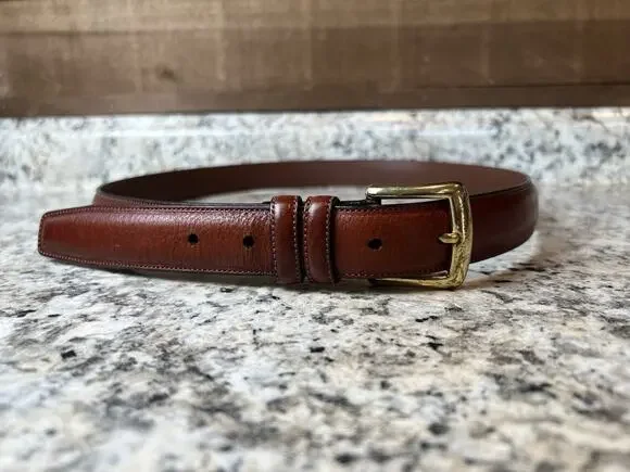 Roundtree & York Classic Brown Italian Leather Belt Brass Buckle Men’s Size 40