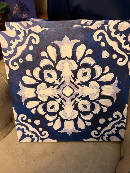 2 Blue and White Decorative Canvas Wall Art